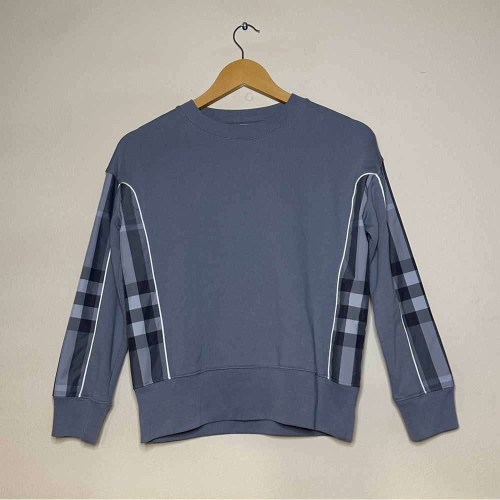 Burberry Kids Cotton Check Trim Sweatshirt Milly Sweater 10Y Grey
